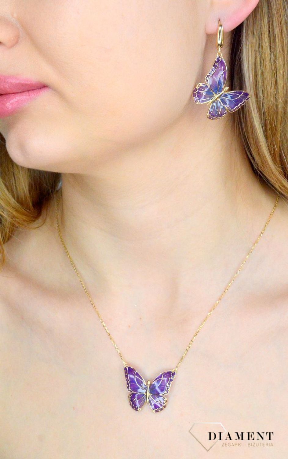 Złoty naszyjnik damski 585 emaliowany motyl NA 3477 (3).jpg